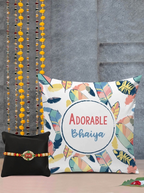 

TIED RIBBONS Multicolored 1 Rakhi with 1 Cushion & Roli Chawal, Multi
