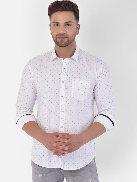 

COBB Men White Slim Fit Printed Casual Shirt
