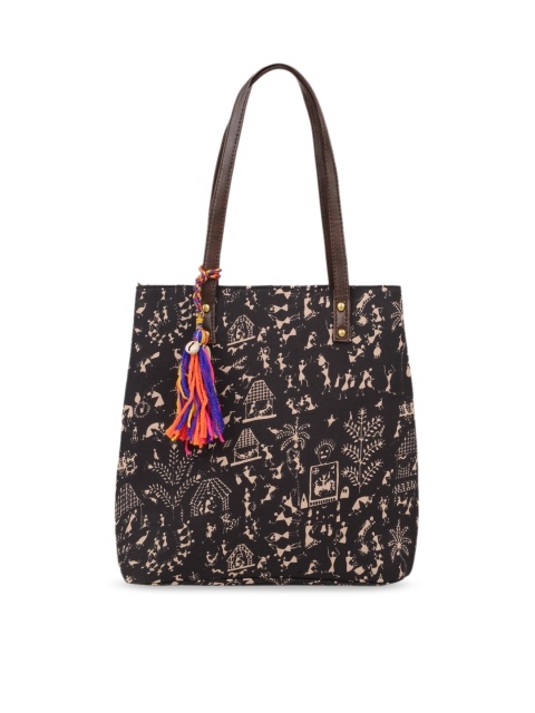 

Vivinkaa Brown Ethnic Motifs Printed Structured Shoulder Bag with Tasselled