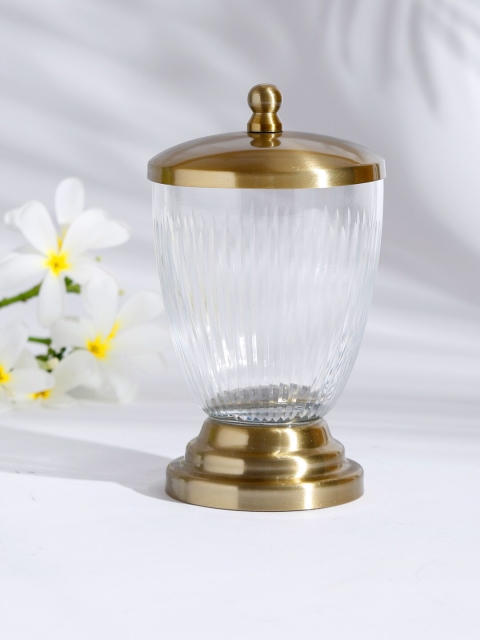 

Fabindia Gold-Toned & Transparent Saral Cotton Jar
