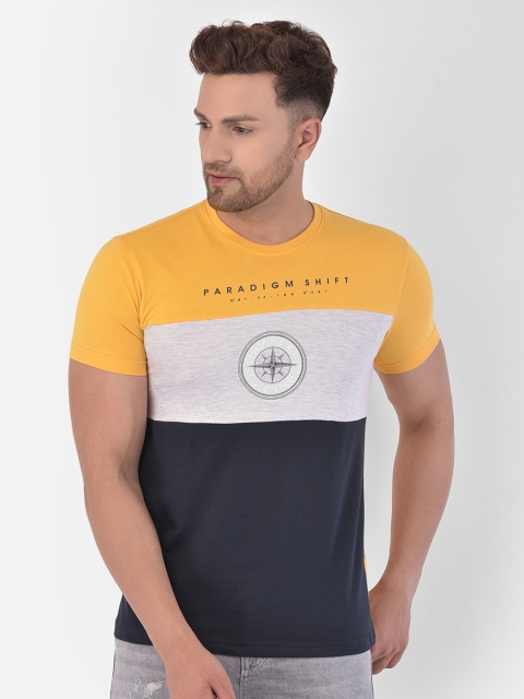 

COBB Men Yellow & Black Colourblocked Round Neck T-shirt