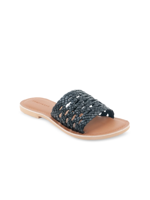 

London Rag Women Black Open Toe Flats with Laser Cuts