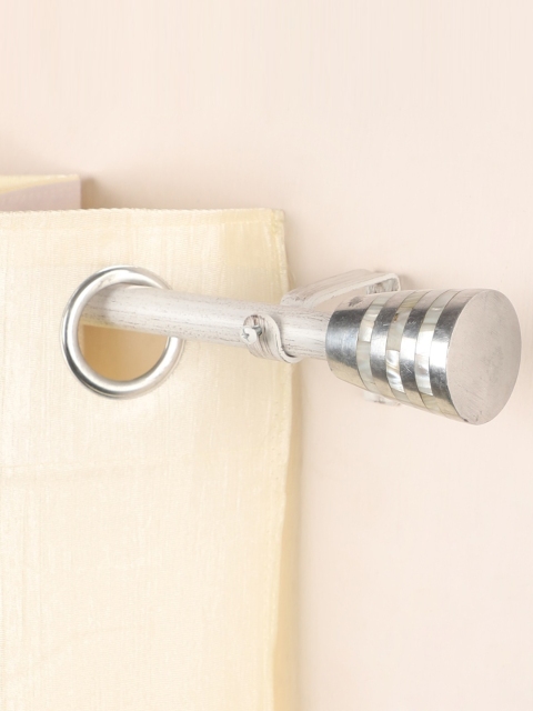 

The Decor Mart White & Silver-Toned Extendable Curtain Rod with Finial