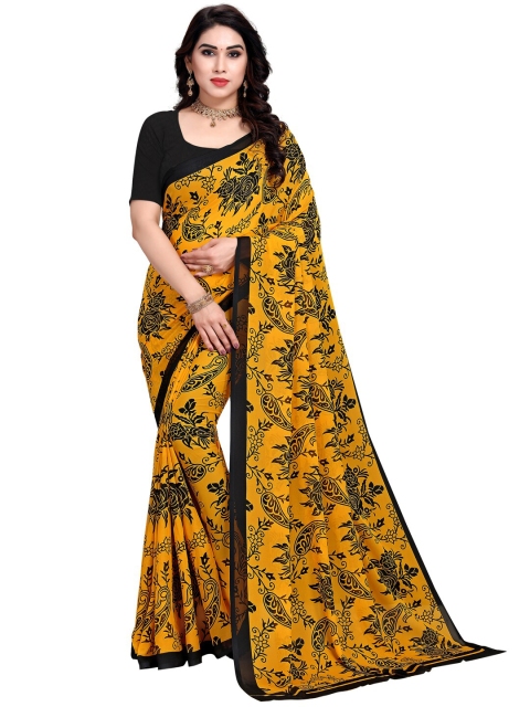

KALINI Yellow & Orange Floral Saree