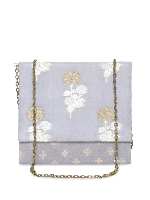 

Fabindia Grey Floral Printed Structured Sling Bag