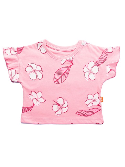 

You Got Plan B Girls Pink Off White Floral Printed Pure Cotton T-shirt