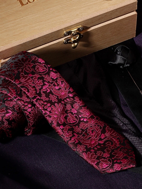 

LOUIS STITCH Men Pink Woven Design Broad Tie