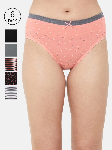 

Soie Women Pack Of 6 Hipster Briefs 6FCB-21PACK 3, Grey