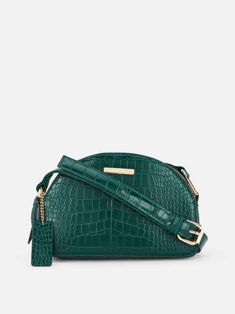 

Forever Glam by Pantaloons Women Green Textured Leather Sling Bag