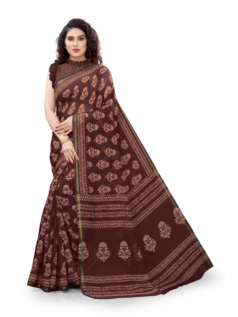 

KALINI Maroon Polycotton Batik Print Bagh Saree