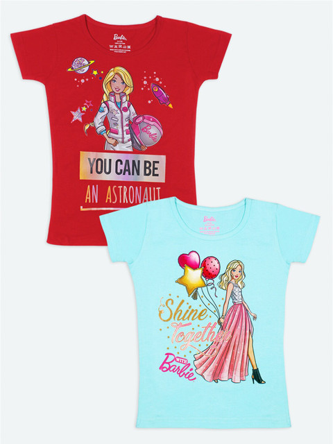 

Barbie Girls Pack of 2 Multicoloured Barbie Printed T-shirt, Multi