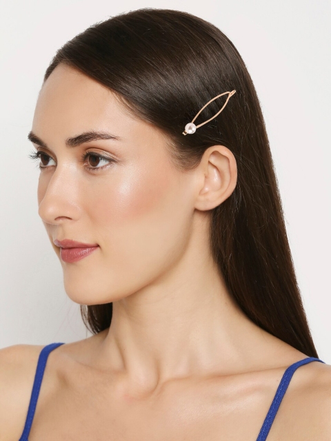 

OOMPH Women Gold-Toned & White Embellished Bobby Pins