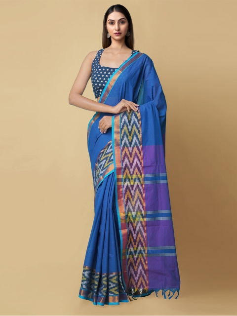 

Unnati Silks Blue Handloom Chettinad Saree