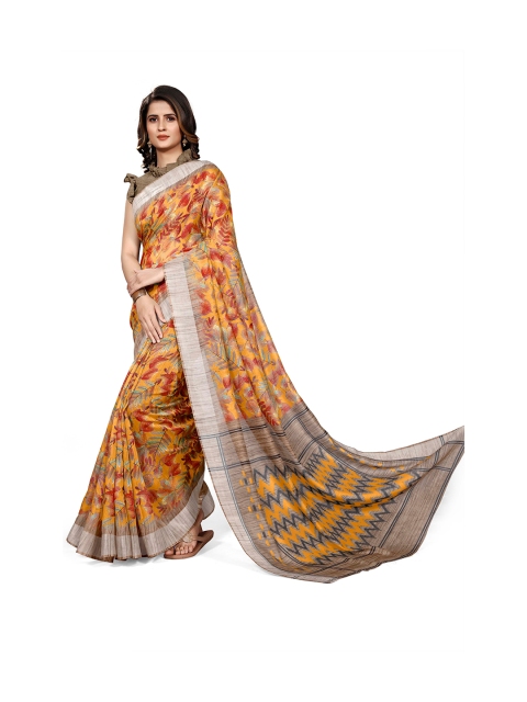 

KALINI Women Mustard Yellow Printed Saree