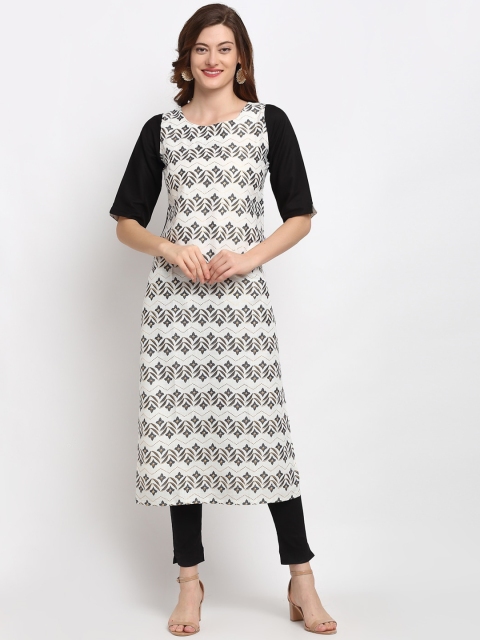 

Lovely Lady Women Black Geometric Printed Kurta