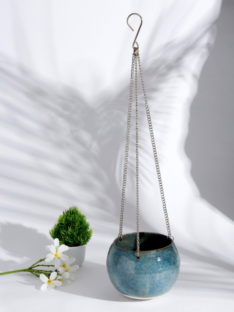 

Fabindia Blue & Green Ceramic Rathik Glazed Medium Hanging Planter