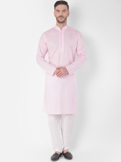 

SG LEMAN Men Pink Pure Cotton Kurta with Pyjamas