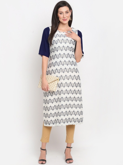 

Lovely Lady Women Navy Blue & White Printed Kurta