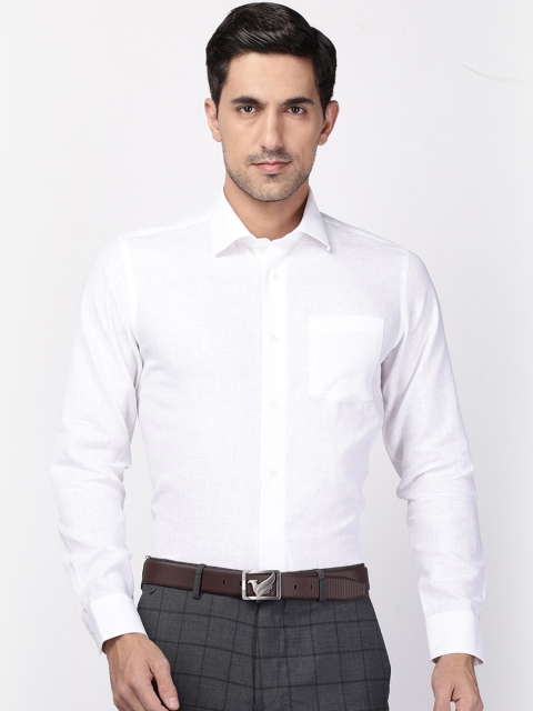 

Blackberrys Men White Slim Fit Linen Formal Shirt
