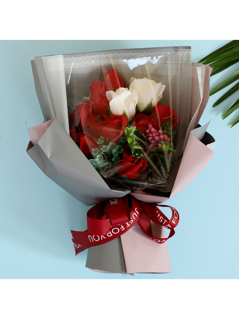 

Ferns N Petals Red & White Artificial Flower Bouquet