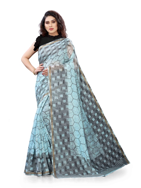 

KALINI Women Blue Geometric Printed Saree