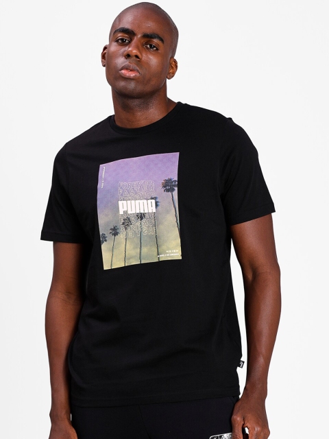 

Puma Men Black & Purple Printed T-shirt