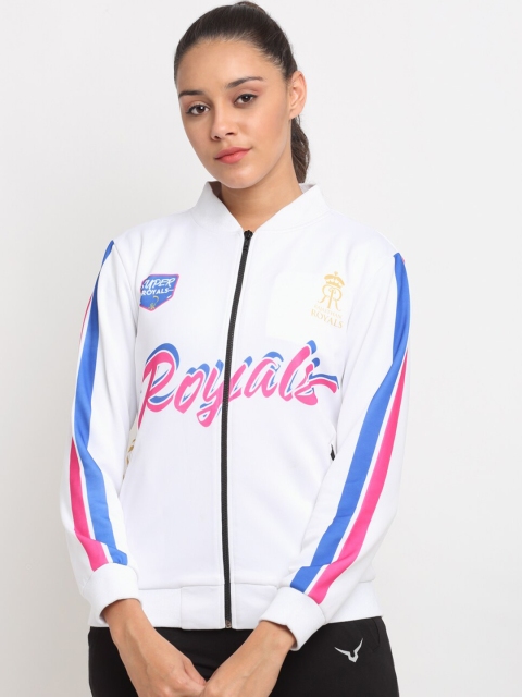 

GULLY Women White & Blue Water Resistant Bomber Jacket