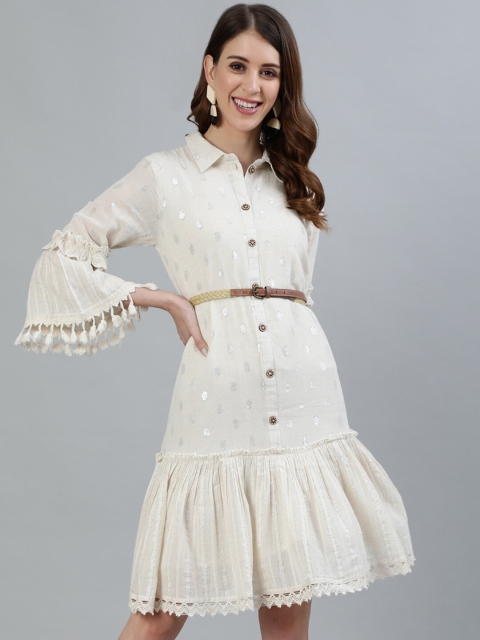 

Ishin Women Off White A-Line Dress