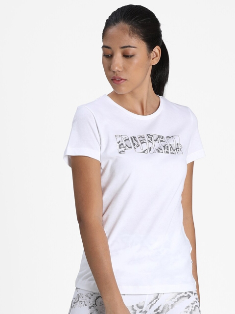 

Puma Women White Brand Logo Printed T-shirt