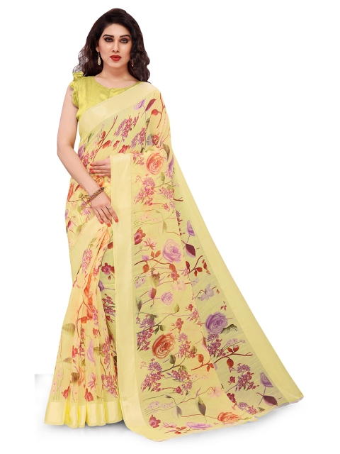 

KALINI Women Yellow Printed Cotton Saree