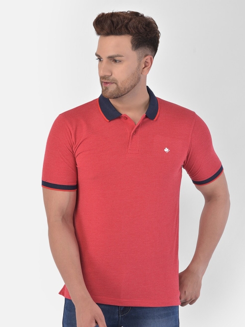 

COBB Men Red Polo Collar T-shirt