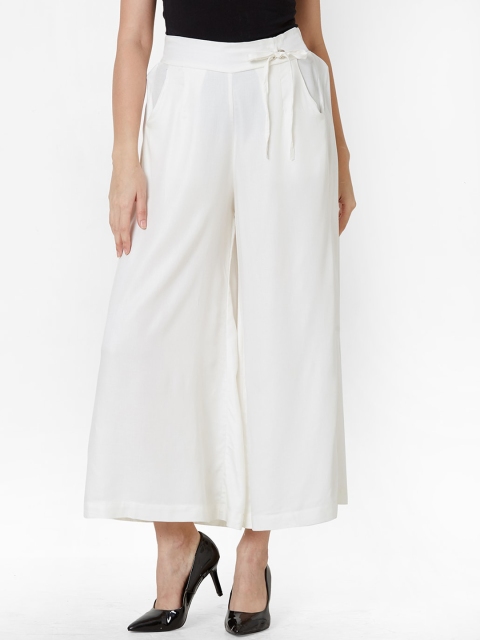 

ZOLA Women White Pleated Culottes Trousers