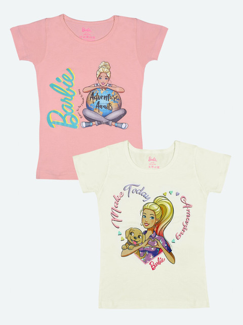 

Barbie Girls Pack of 2 Barbie Printed T-shirt, Multi