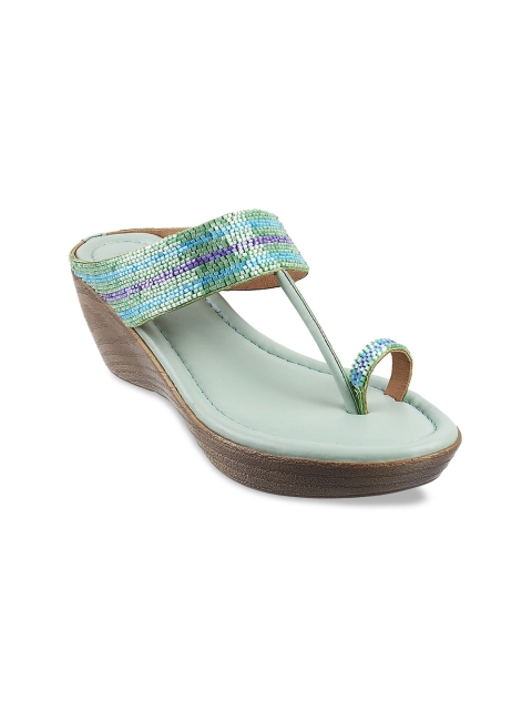 

Metro Green Embellished Wedge Sandals