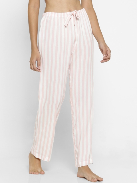 

FOREVER 21 Women Pink & White Striped Lounge Pants