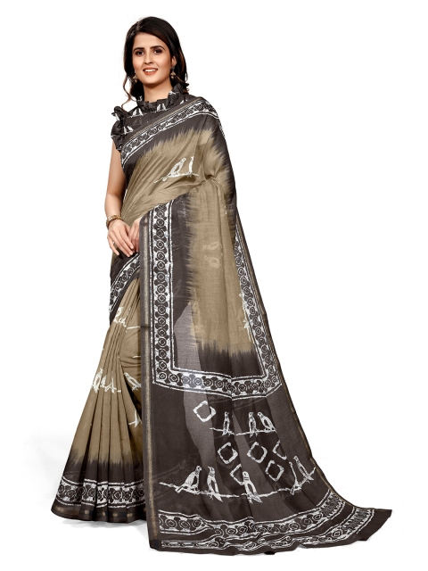 

KALINI Women Beige And Grey Printed Saree