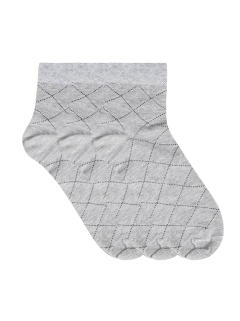 

N2S NEXT2SKIN Men Pack Of 3 Grey Melange & Black Printed Cotton Ankle-Length Socks