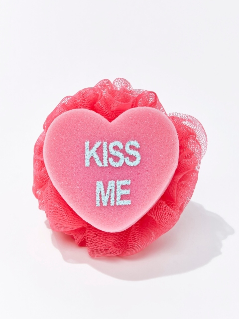 

FOREVER 21 Women Pink Kiss Me Heart Bath Sponge