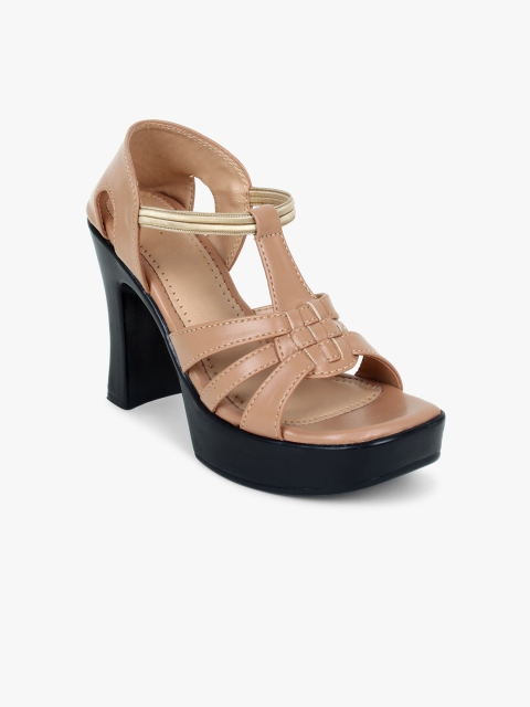 

Bloomtale Beige Embellished Platform Gladiators with Laser Cuts