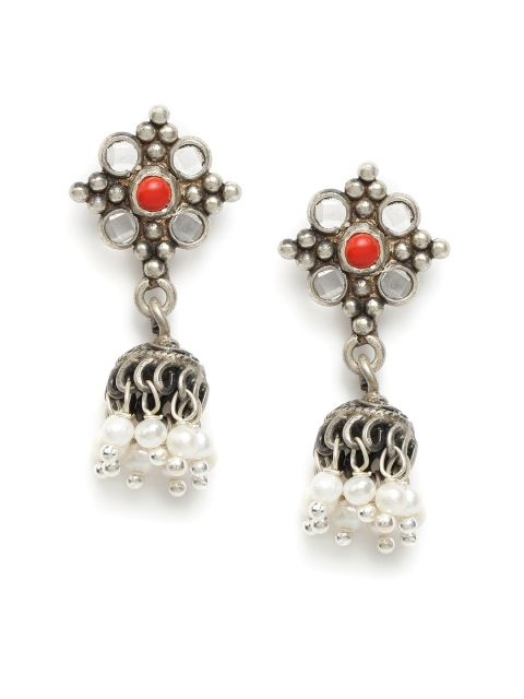 

Fabindia Silver-Toned Contemporary Jhumkas Earrings