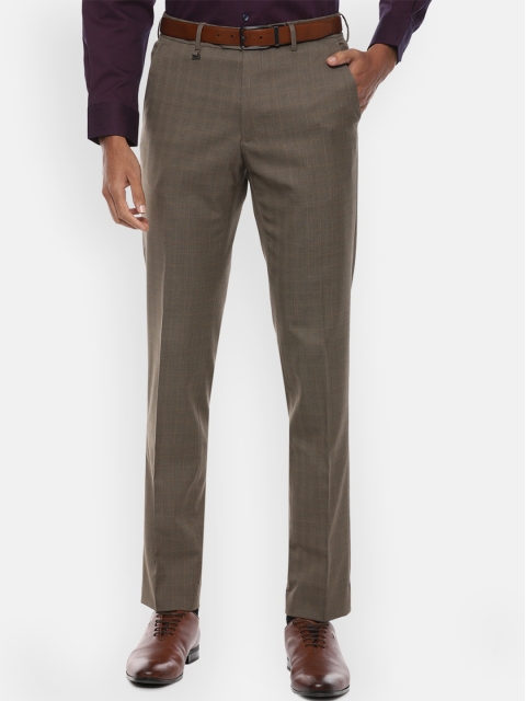 

Van Heusen Men Brown Checked Slim Fit Formal Trousers