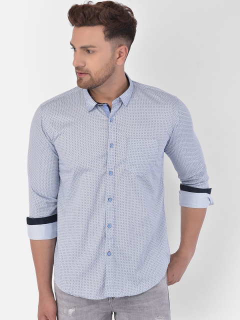 

COBB Men Blue Micro Printed Slim Fit Casual Shirt