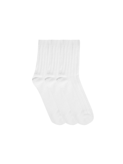 

N2S NEXT2SKIN Men Pack Of 3 White Solid Cotton Calf-Length Socks