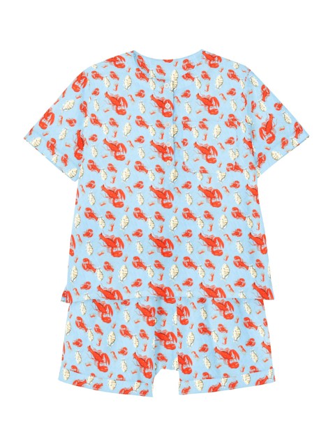 

THE BABY ATELIER Unisex Kids Blue & Orange Printed Night Suit