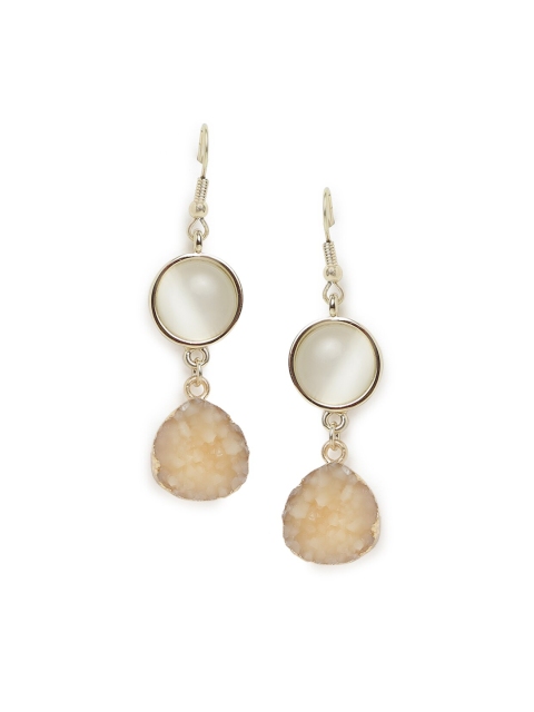 

Fabindia Gold-Toned & White Contemporary Drop Earrings