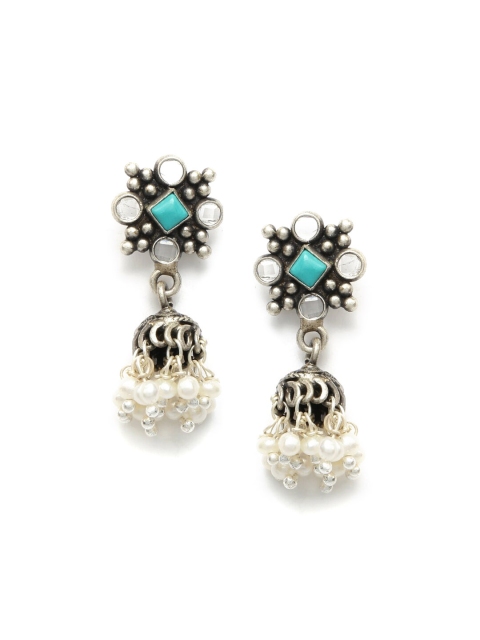 

Fabindia Silver-Toned Contemporary Drop Earrings