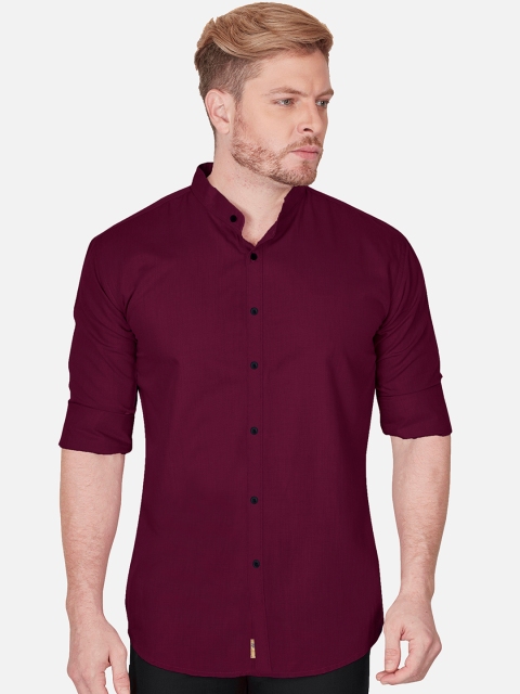 

VeBNoR Men Maroon Slim Fit Casual Shirt