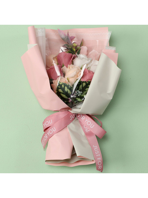 

Ferns N Petals Pink & White Artificial Flower Bouquet