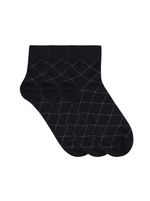 

N2S NEXT2SKIN Men Black & White Patterned Cotton Ankle-Length Socks