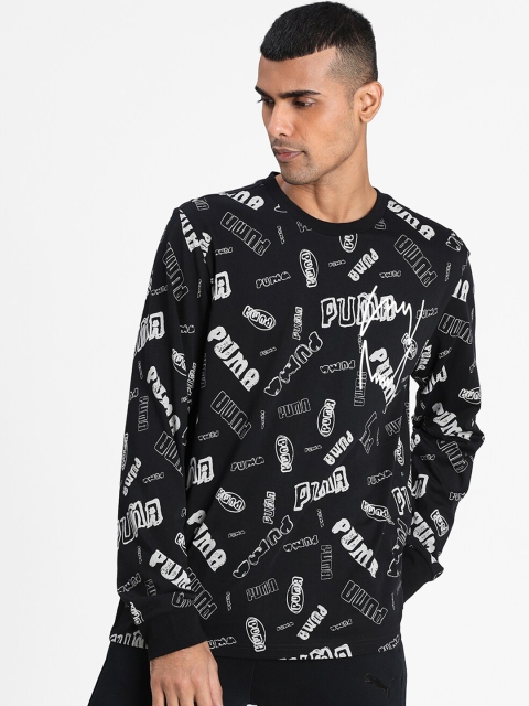 

Puma Men Black Cotton Hoops All-Over Printed Long Sleeve Basketball T-shirt